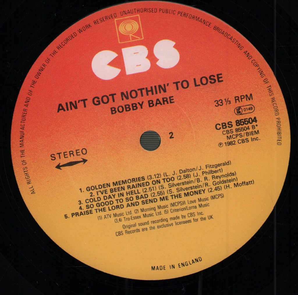 Bobby Bare - Ain't Got Nothin' To Lose - Lp