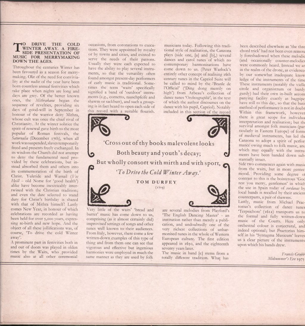 St George's Canzona - To Drive The Cold Winter Away - Lp