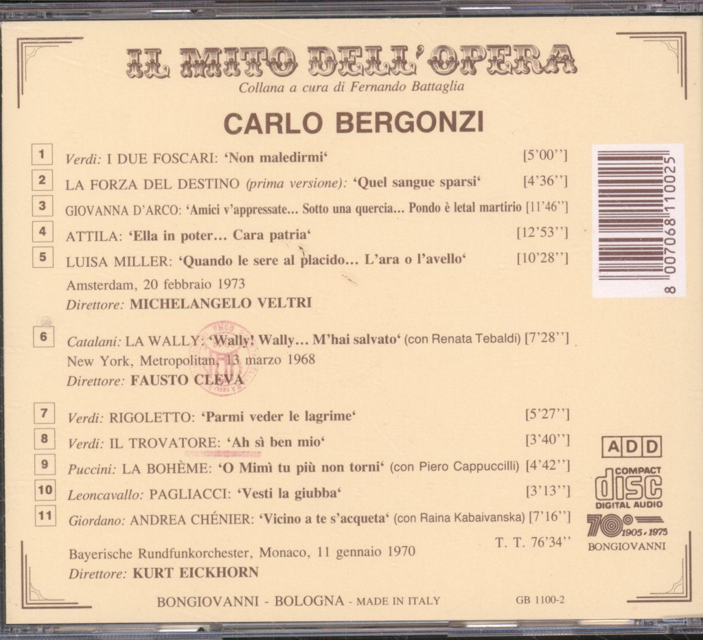 Carlo Bergonzi - Carlo Bergonzi - Cd