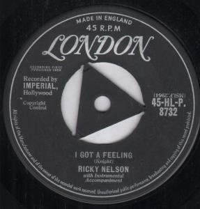 Ricky Nelson - I Got A Feeling - 7 Inch