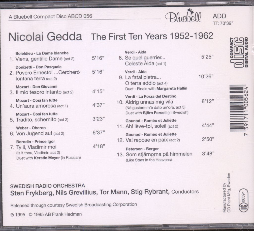 Nicolai Gedda - First Ten Years 1952 - 1962 - Cd