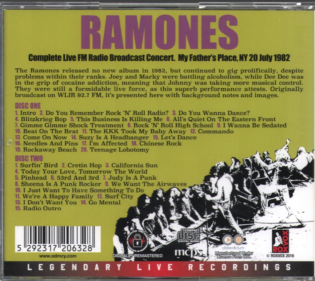 Ramones - Live - My Father's Place, NY, 20 July 1982 - Double Cd