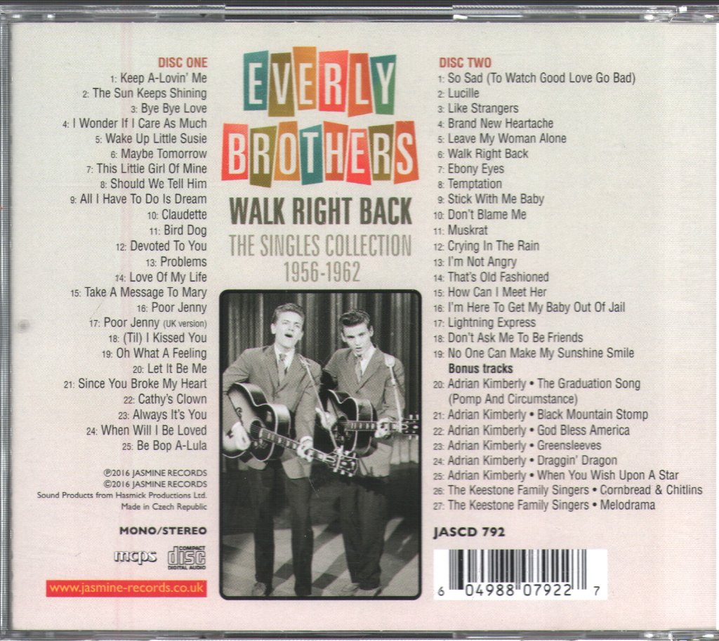 Everly Brothers - Walk Right Back The Singles Collection 1956-1962 - Double Cd