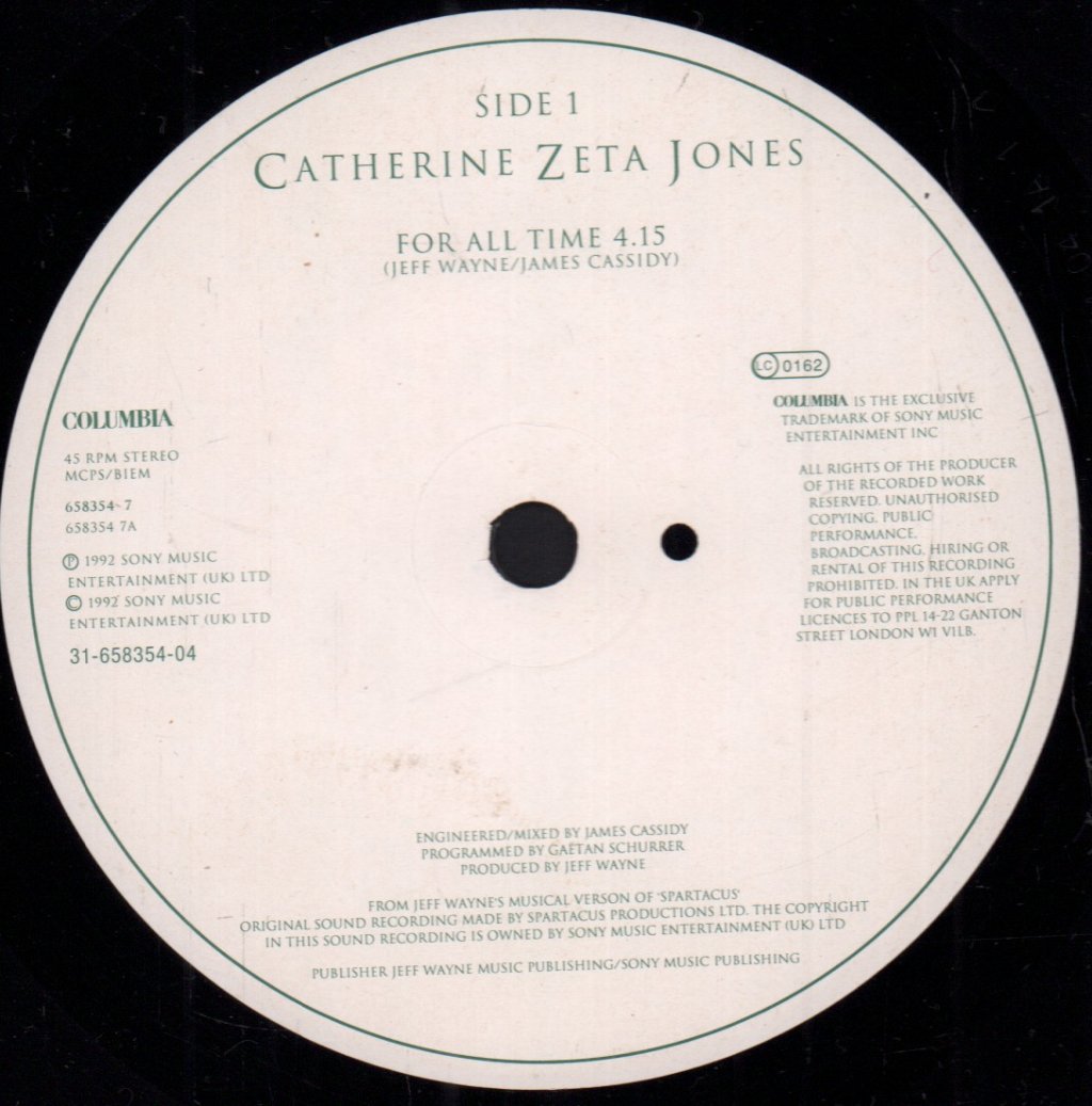 Catherine Zeta Jones - For All Time - 7 Inch