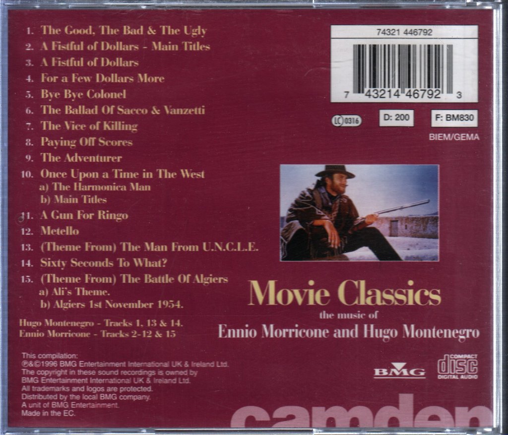 Ennio Morricone/Hugo Montenegro - Movie Classics - Cd