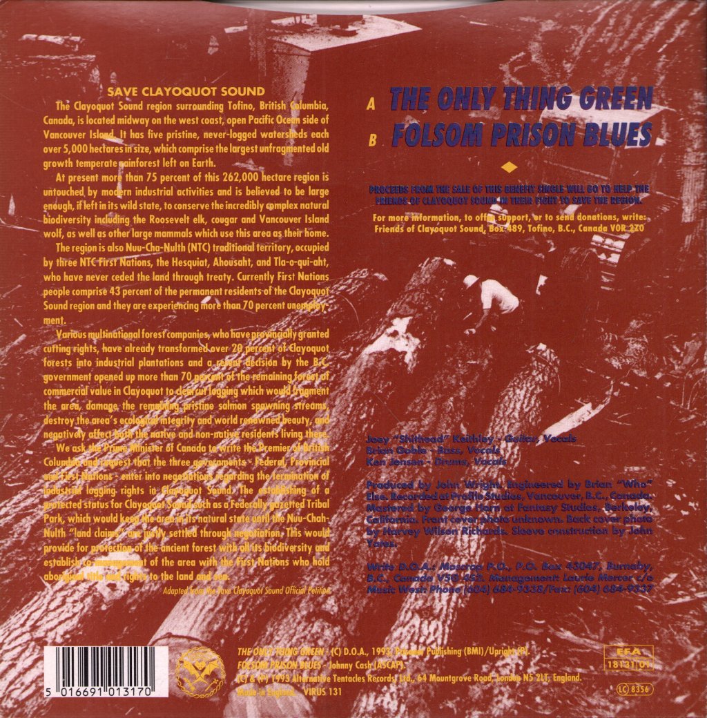 D.O.A. - Only Thing Green - 7 Inch