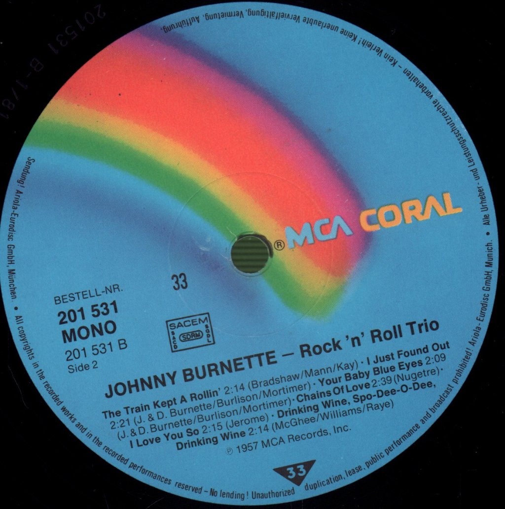 Johnny Burnette Trio - Johnny Burnette And The Rock 'N Roll Trio - Lp