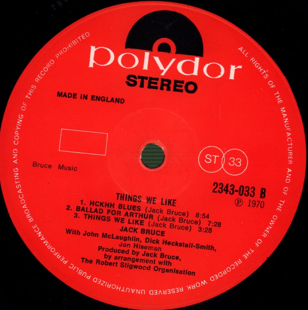 Jack Bruce - Things We Like - Lp