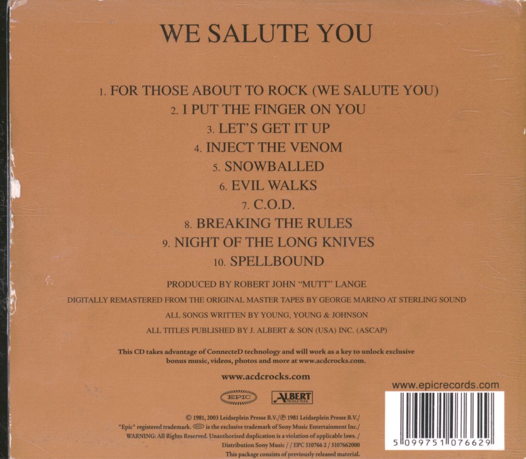 AC/DC - For Those About To Rock (We Salute You) - Cd