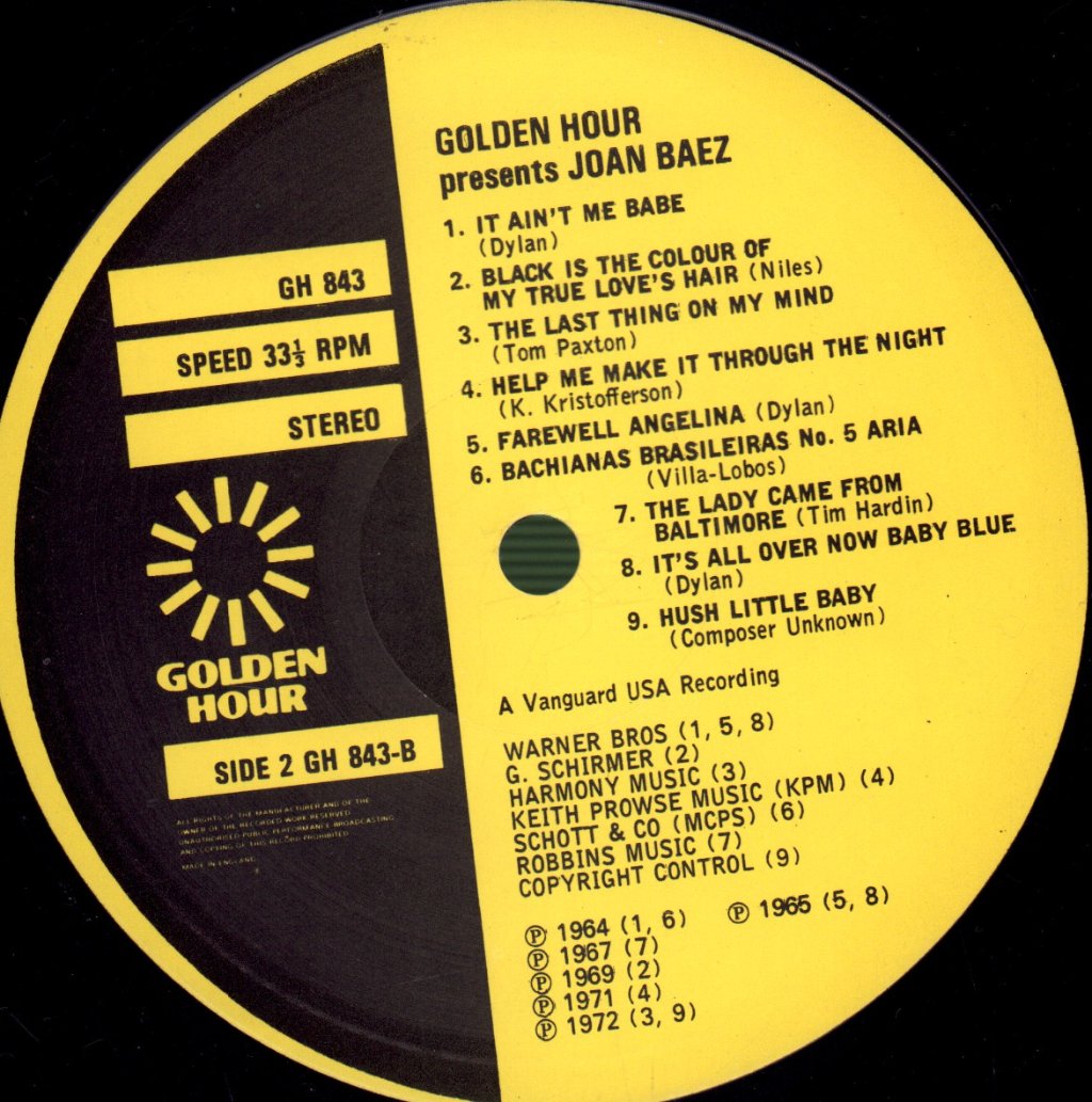 Joan Baez - Golden Hour Presents Volume 1 - Lp