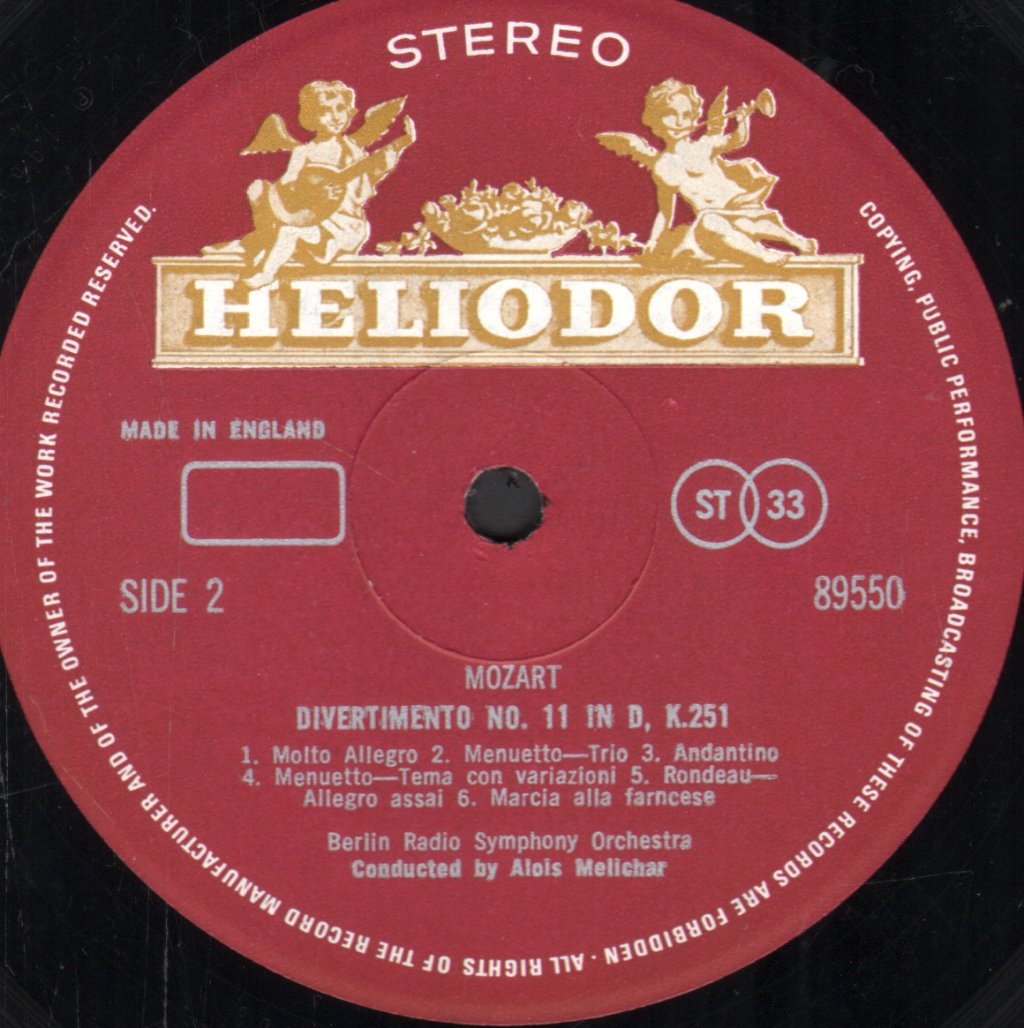 Alois Melichar / Berlin Radio Symphony Orchestra - Mozart - Symphony No.31 In D Major, K297 Paris - Lp