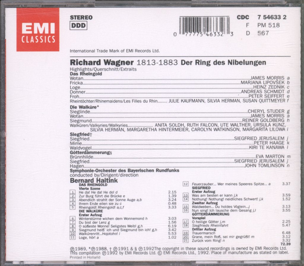 Bernard Haitink, Bavarian Radio Symphony Orchestra - Wagner - Ring Des Nibelungen: Highlights - Cd