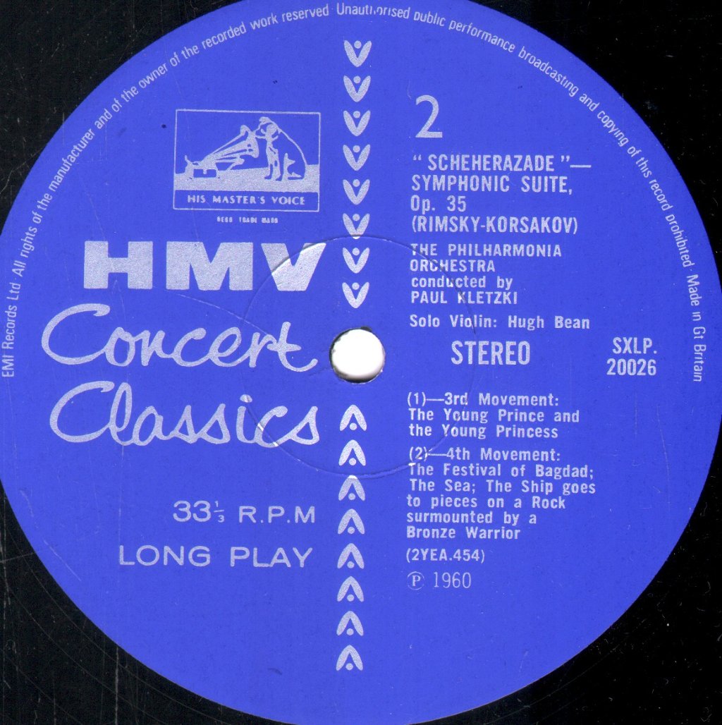 Paul Kletzki / Philharmonia Orchestra / Hugh Bean - Rimsky-Korsakov - Scheherazade - Lp