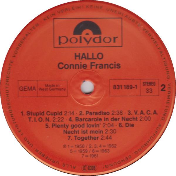 Connie Francis - Hallo! Connie Francis - Lp