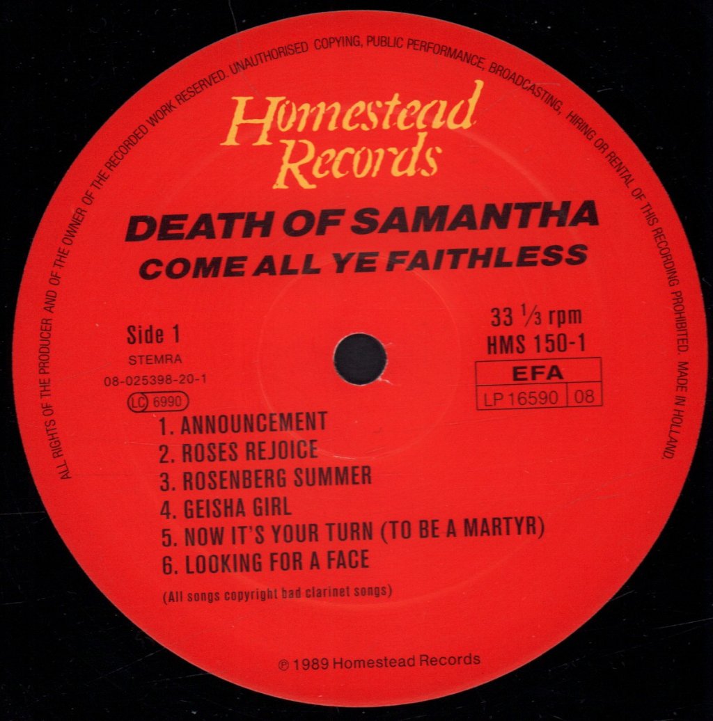 Death Of Samantha - Come All Ye Faithless - Lp