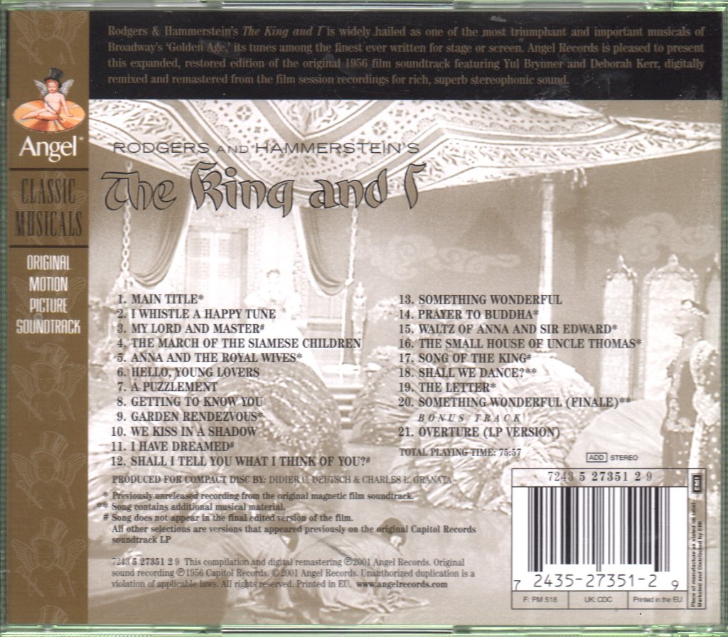 Rodgers And Hammerstein - King And I (Original Motion Picture Soundtrack) - Cd