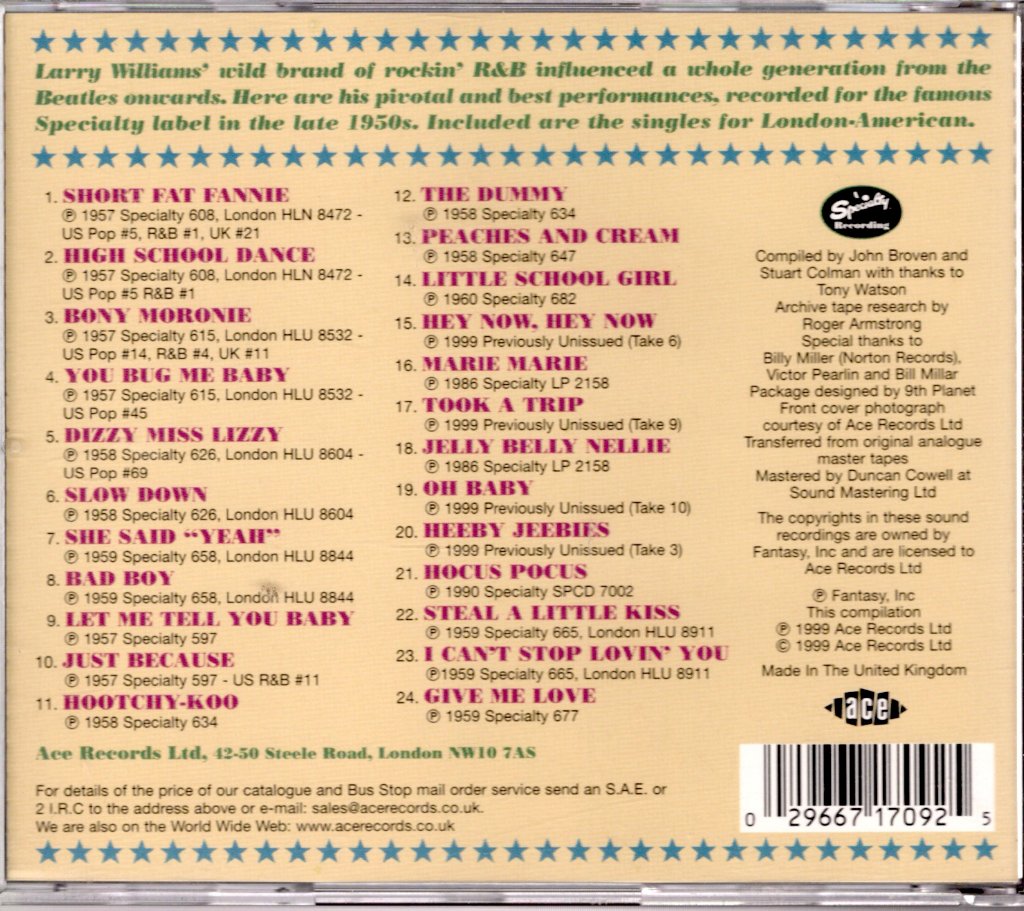 Larry Williams - Bad Boy Of Rock N Roll - Cd