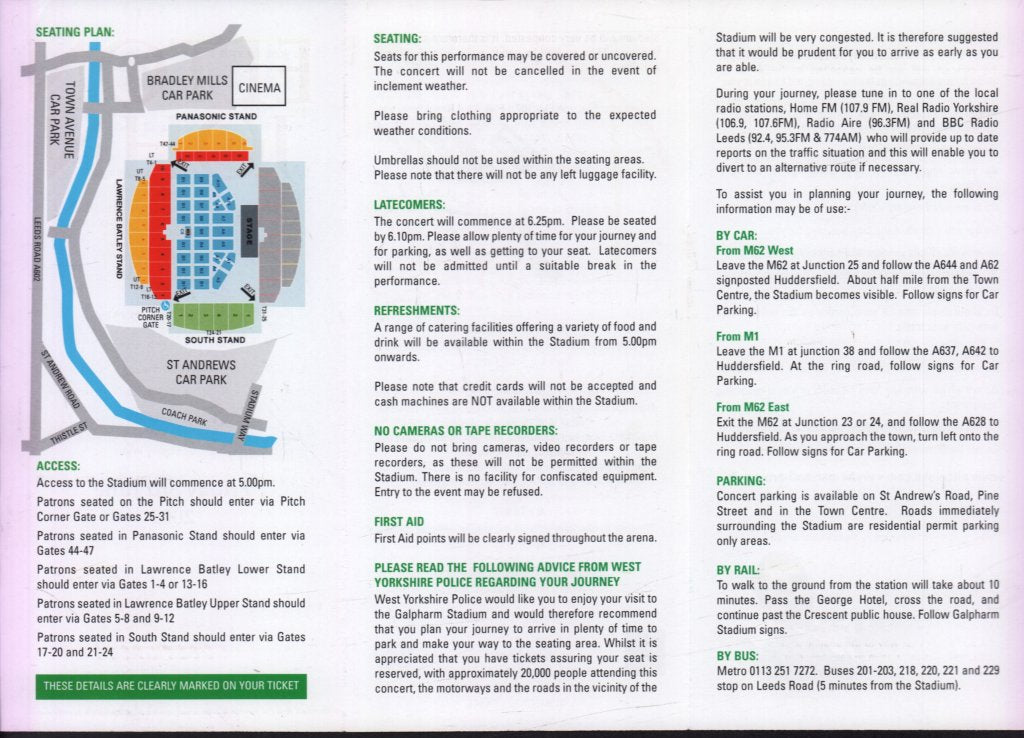 Elton John / Lulu - galpharm stadium huddersfield 3rd june 2005 - Flyer