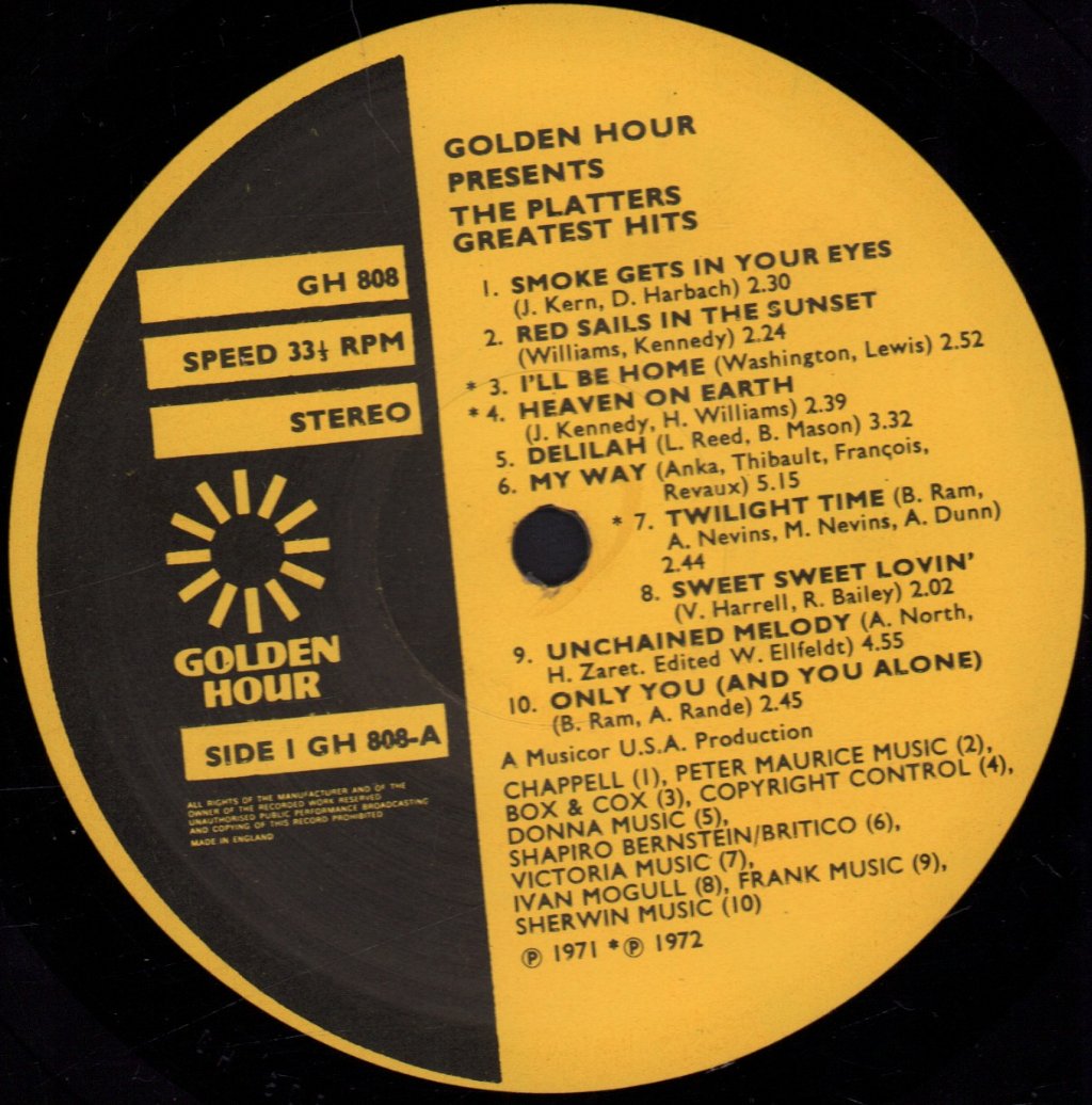 Platters - Golden Hour Presents Greatest Hits - Lp