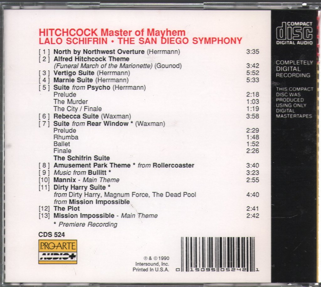 Lalo Schifrin - Hitchcock Master Of Mayhem - Cd