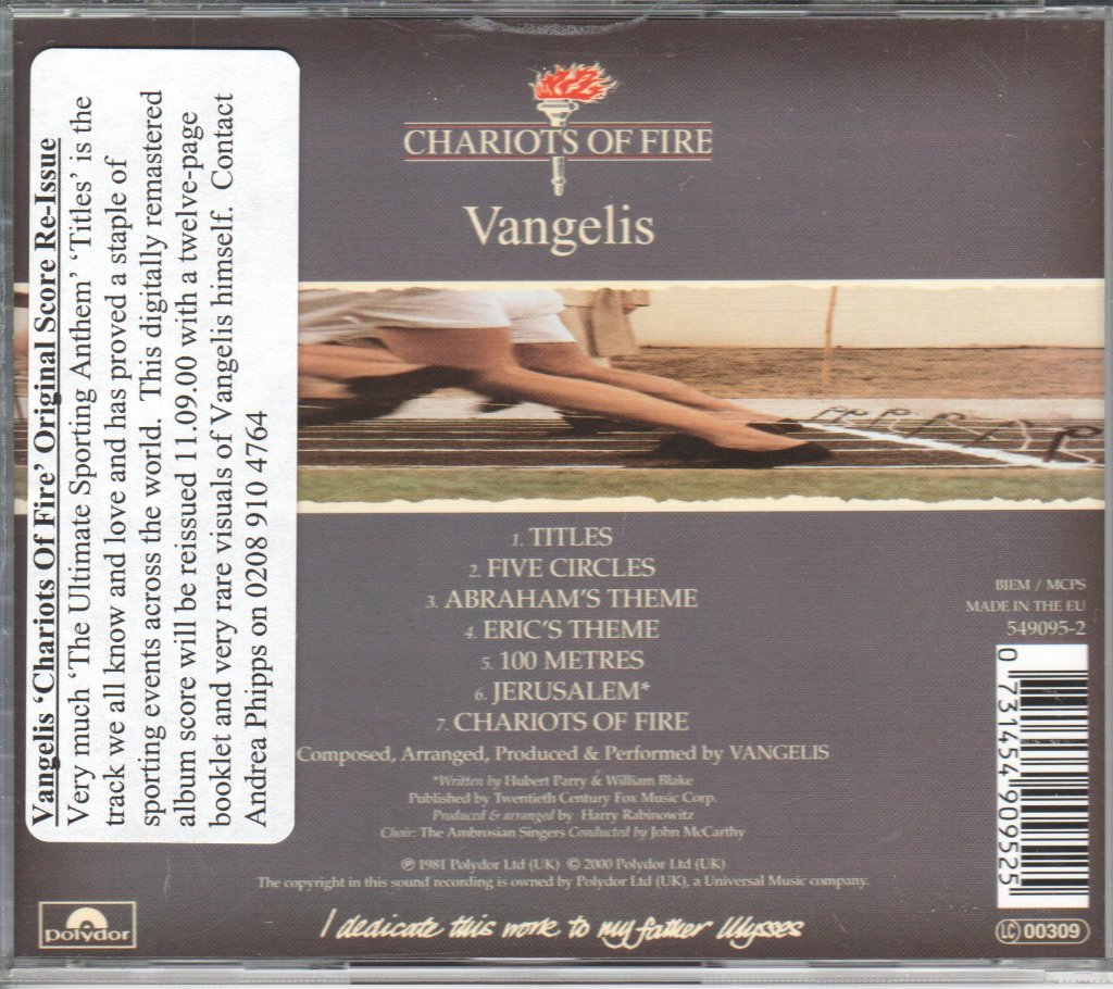 Vangelis - Chariots Of Fire - Cd