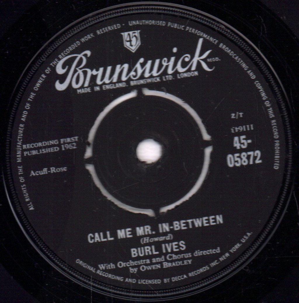 Burl Ives - Call Me Mr In-Between - 7 Inch