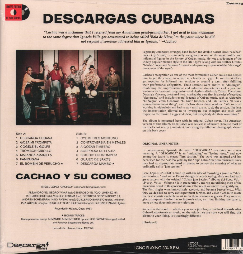 Cachao Y Su Combo - Descargas Cubanas - Lp