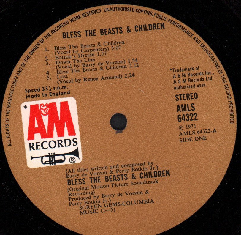 Barry De Vorzon And Perry Botkin Jr. - Bless The Beasts and Children - Lp