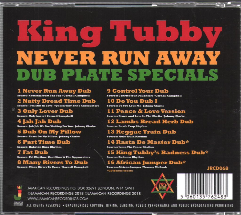 King Tubby - Never Run Away (Dub Plate Specials) - Cd