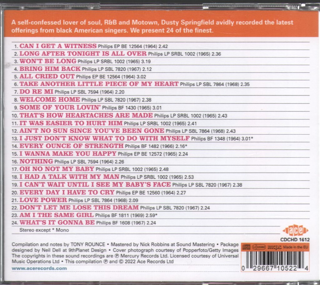 Dusty Springfield - Dusty Sings Soul - Cd