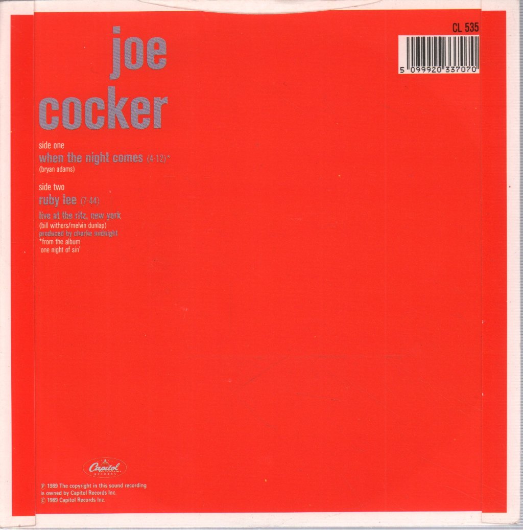 Joe Cocker - When The Night Comes - 7 Inch