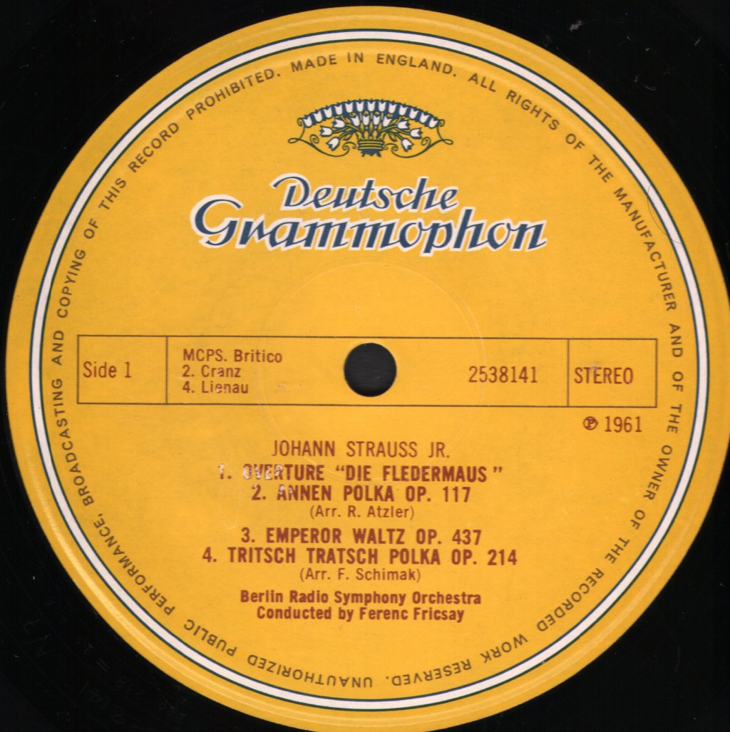 Ferenc Fricsay / Radio Symphony Orchestra Berlin - By The Beautiful Blue Danube - Lp