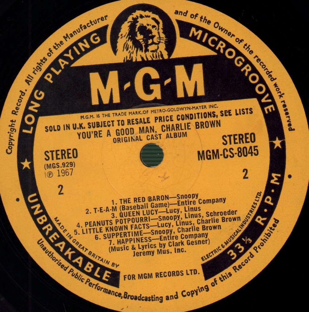 Various Artists - Original Cast Album Of "You're A Good Man Charlie Brown" - Lp