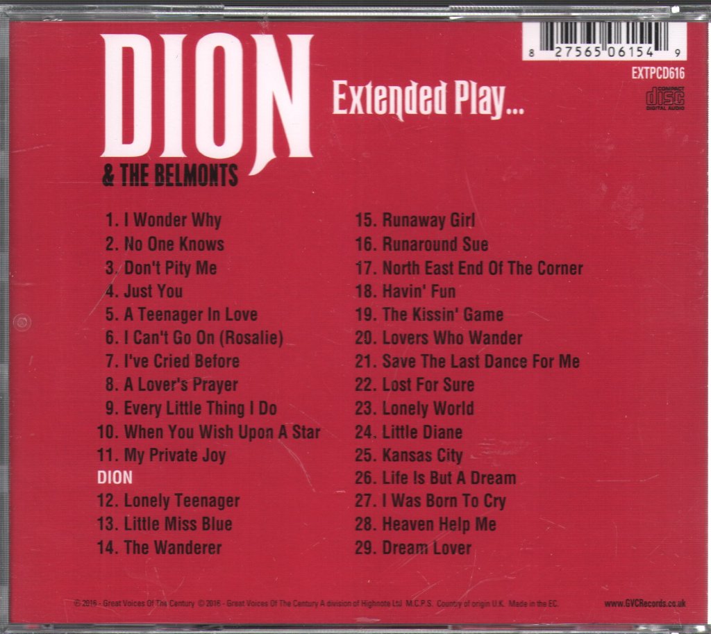 Dion & The Belmonts - Extended Play… Original EP Series - Cd