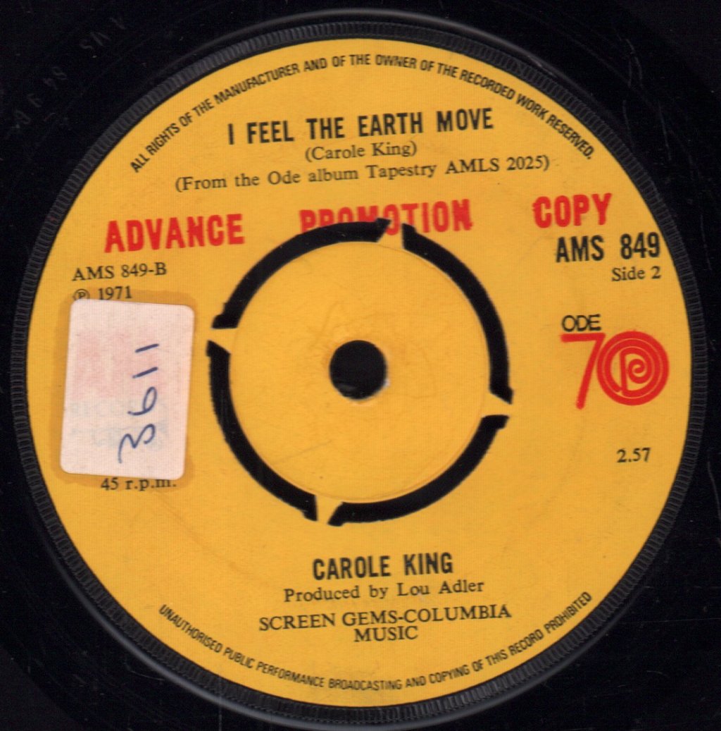 Carole King - It's Too Late / I Feel The Earth Move - 7 Inch