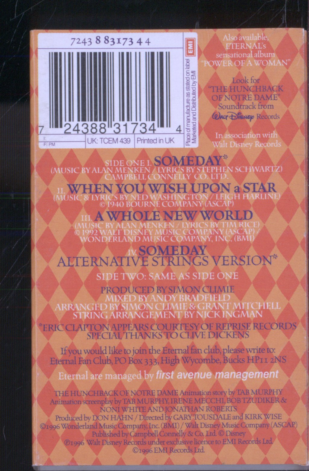 Eternal - Someday (From The Original Walt Disney Records Soundtrack -The Hunchback Of Notre Dame) - Cassette