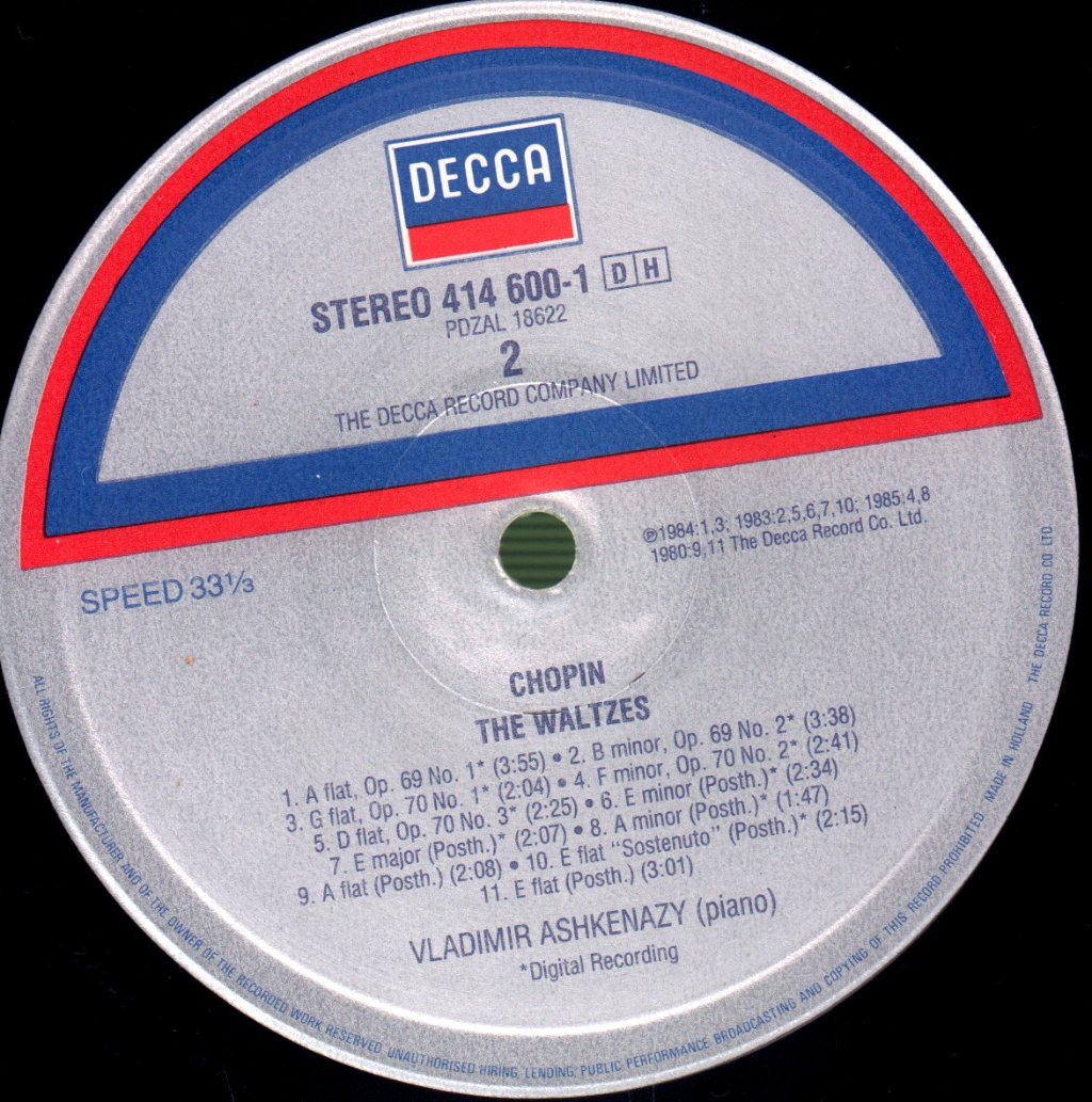 Vladimir Ashkenazy - Chopin Waltzes - Lp