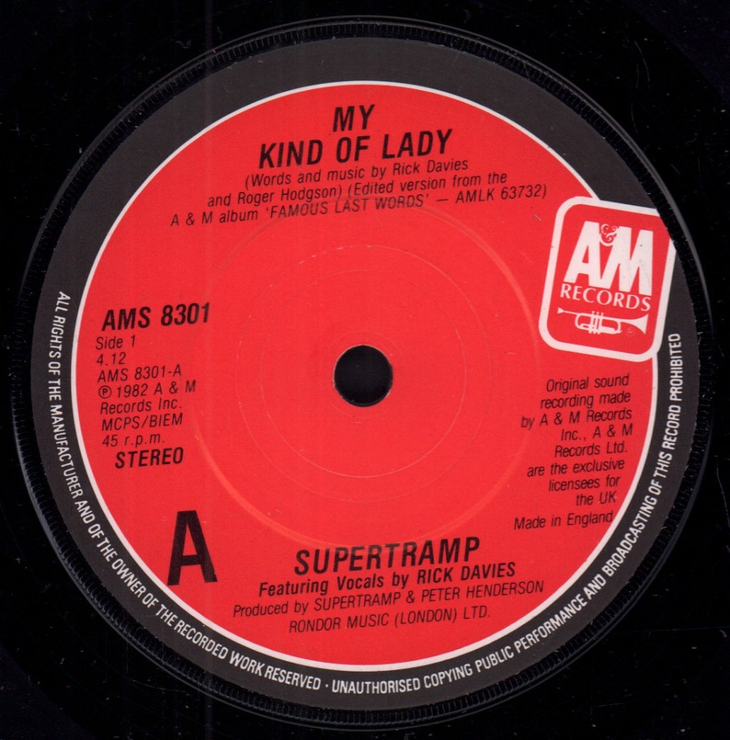 Supertramp - My Kind Of Lady - 7 Inch
