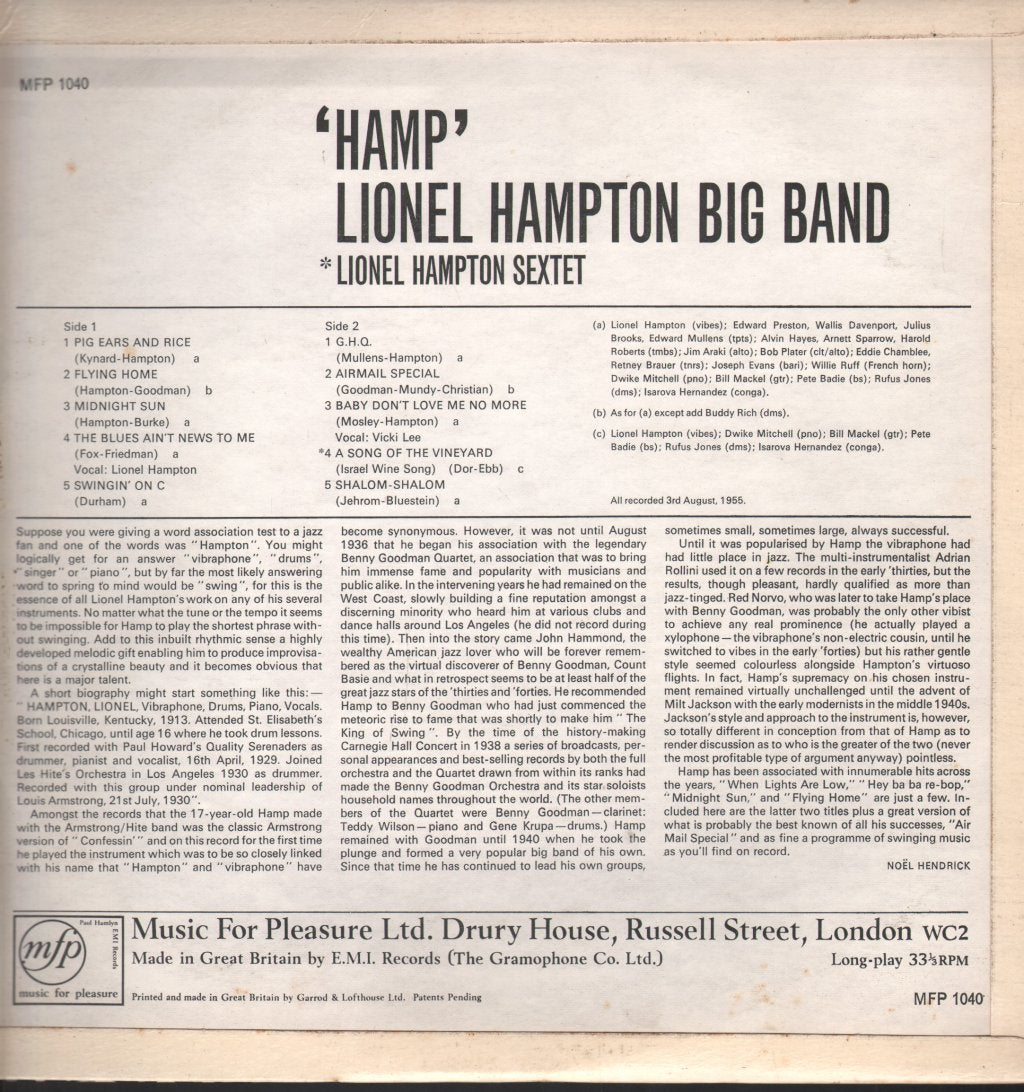 Lionel Hampton - Hamp - Lp