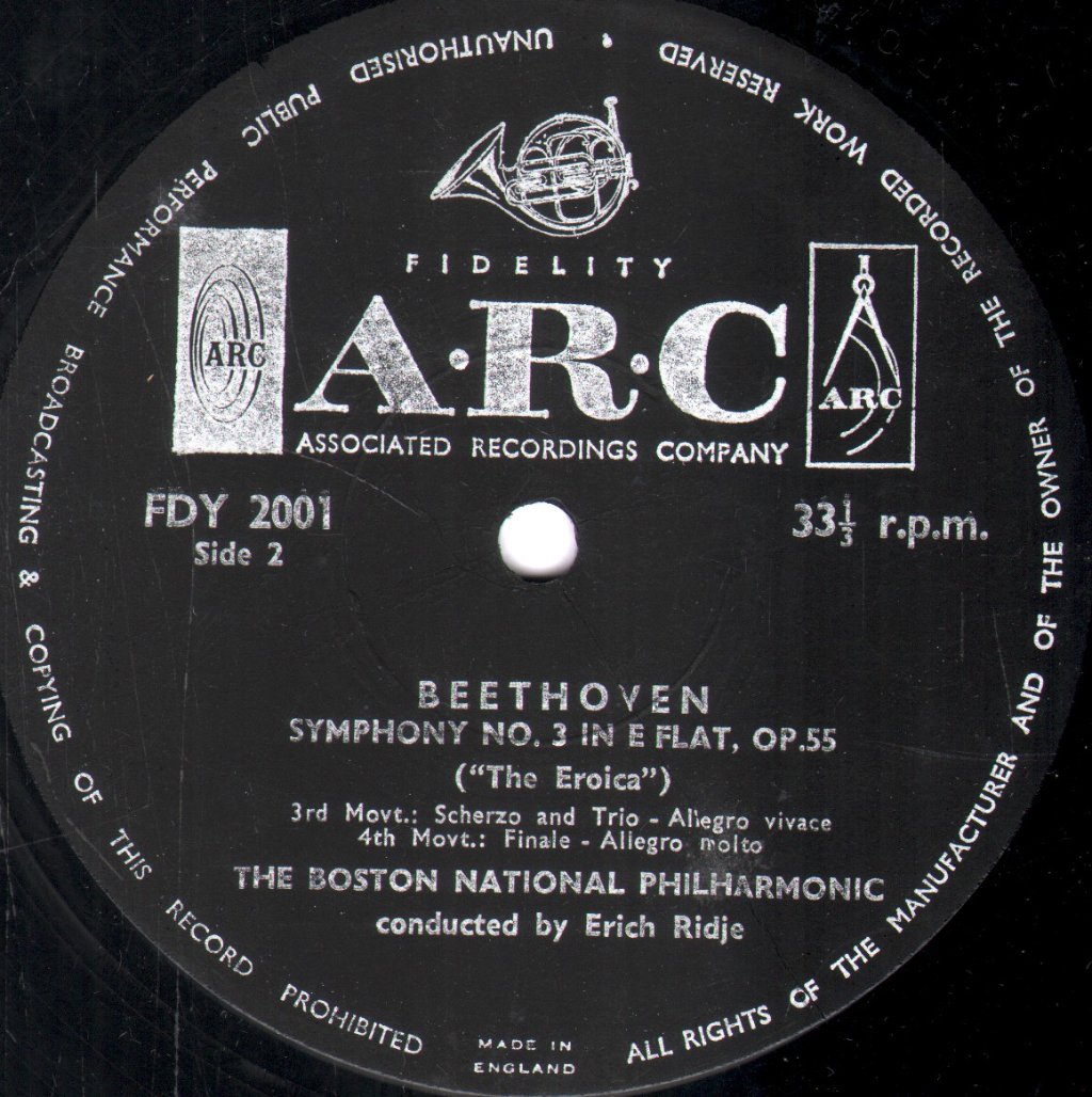 Boston National Philharmonic / Erich Ridje - Beethoven - Eroica Symphony No. 3 - Lp