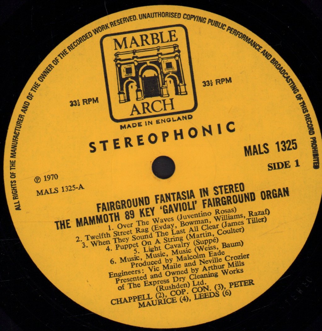 mammoth 89 key gavioli fairground organ - Fairground Fantasia In Stereo - Lp