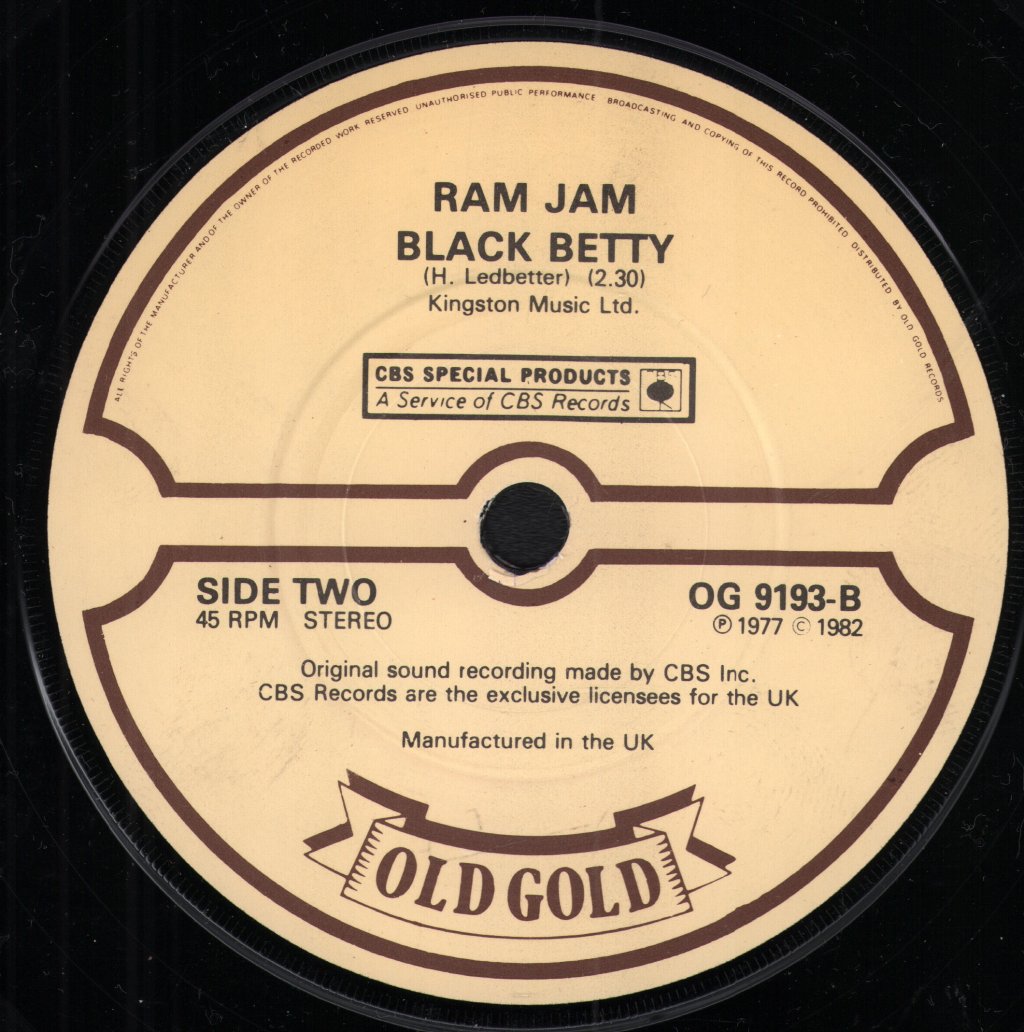 Gun/Ram Jam - Race With The Devil/Black Betty - 7 Inch