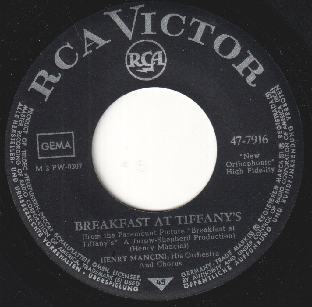 Henry Mancini And His Orchestra - Breakfast At Tiffany's / Moon River - 7 Inch