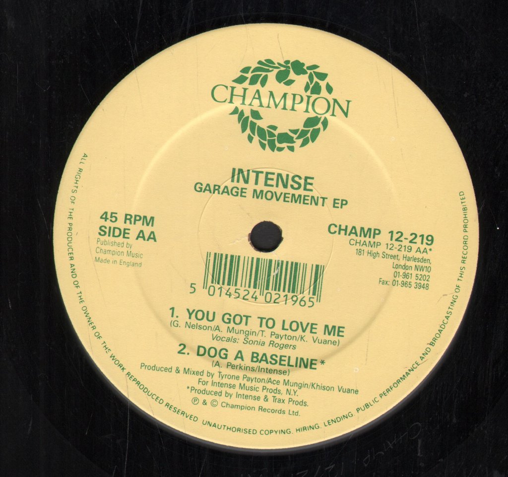 Intense - Garage Movement EP - 12 Inch