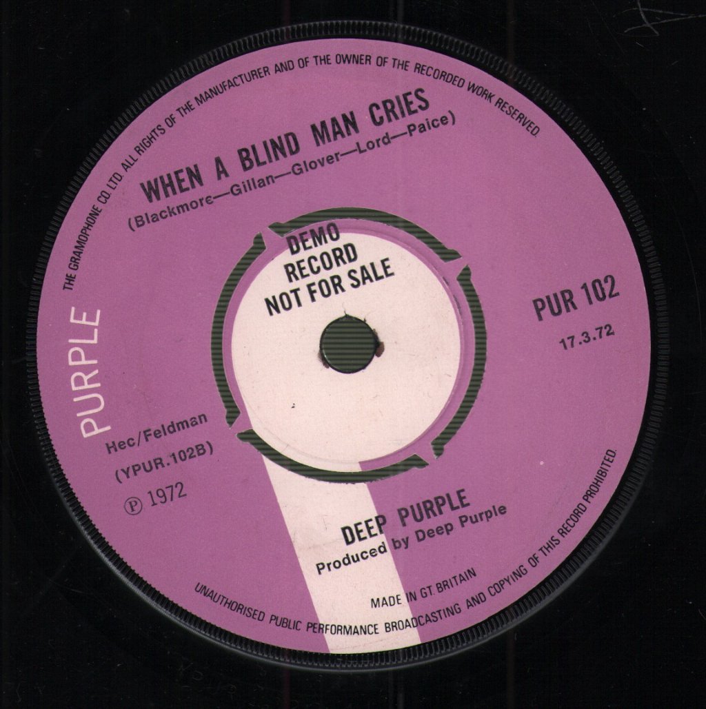 Deep Purple - Never Before / When A Blind Man Cries - 7 Inch