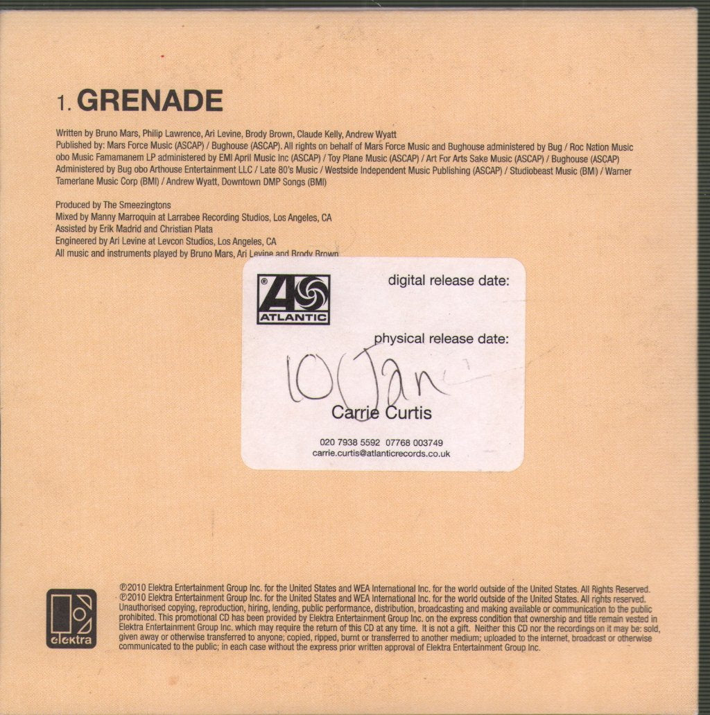 Bruno Mars - Grenade - Cdr