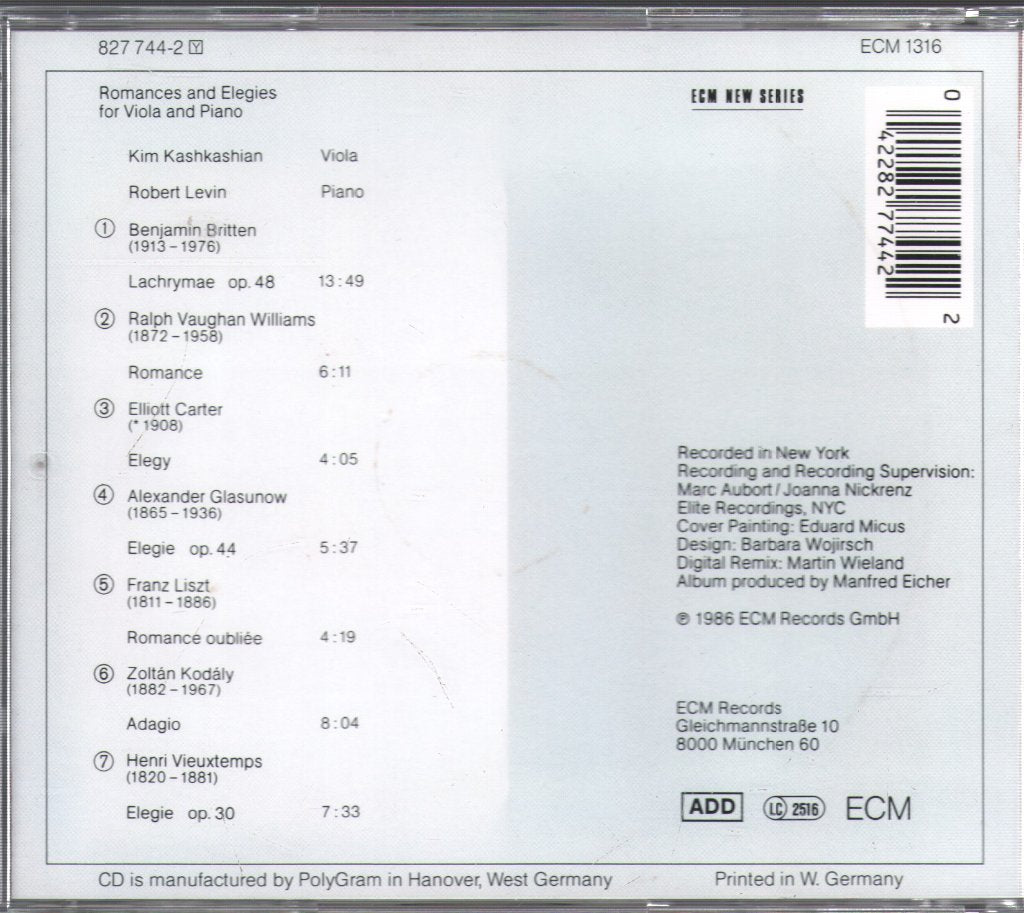 Kim Kashkashian / Robert Levin - Elegies - Cd