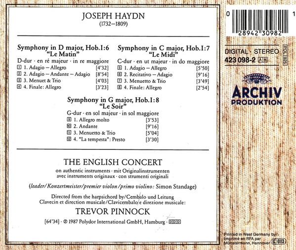 English Concert, Trevor Pinnock - Haydn - Symphonies "Le Matin - Le Midi - Le Soir" - Cd