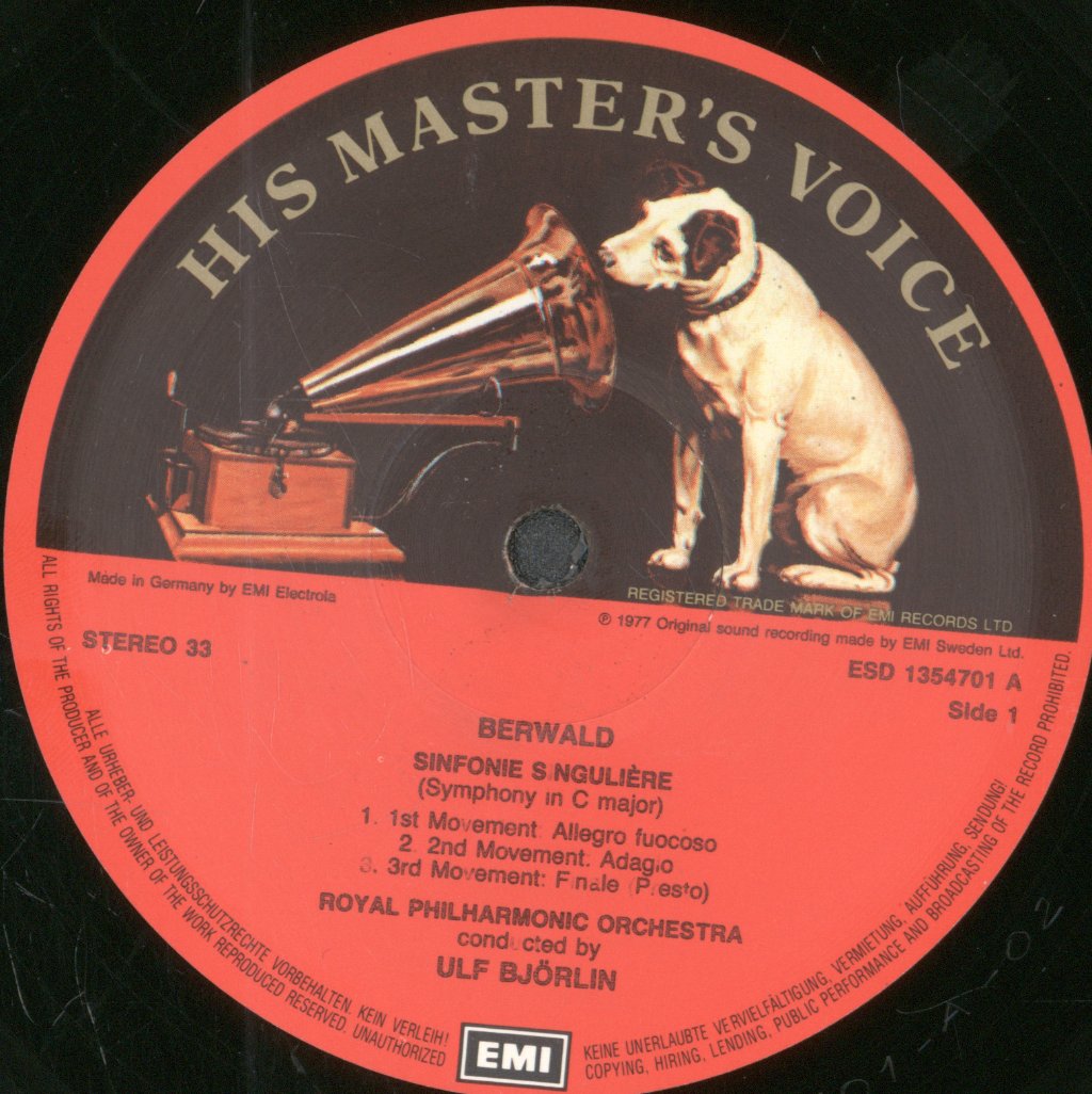 Berwald - Symphonie Singuliere Symphonie Serieuse - Lp