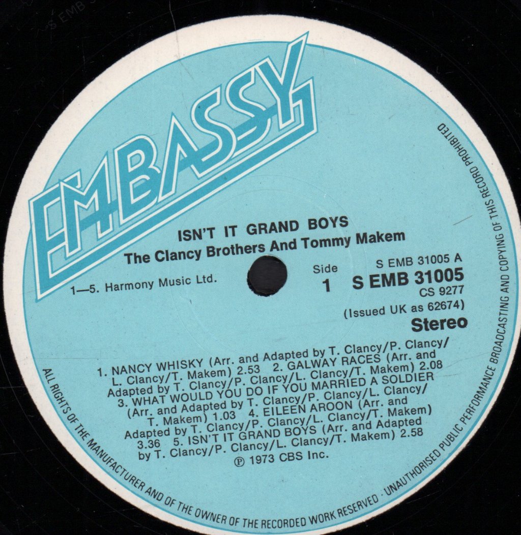 Clancy Brothers And Tommy Makem - Isn't It Grand Boys - Lp